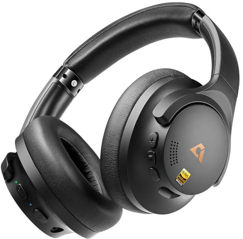 1Mii Y8 Cascos Inalámbricos Bluetooth Diadema Cancelación de Ruido Activa Híbrida, Auriculares Bluetooth 5.3 LDAC Hi-Res Audio, 75H de Reproducción, Cómodos y Plegables Cascos Diadema- Negro