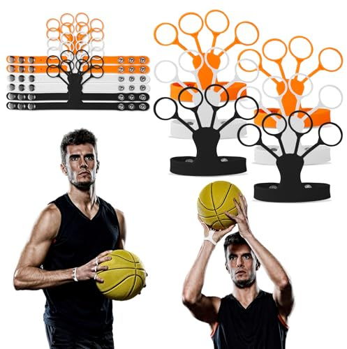 BOXOB 6pz Ausilio per Tiro a Canestro, Regolabile Allenatore per Tiro a Canestro Fuori Mano 3 Colori Guanti per Tiro a Canestro Attrezzatura per Tiro a Canestro Gadget per Migliorare Tiro e Forma