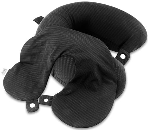 Foyods 2 Stück U-Form Nackenrollenbezug,35 x 25cm Bezug Nackenrolle,Schwarzer Nackenhörnchen Bezug,Weicher Bezug Nackenhörnchen für Unterwegs,Waschbarer Bezug für Nackenrolle mit Reißverschluss