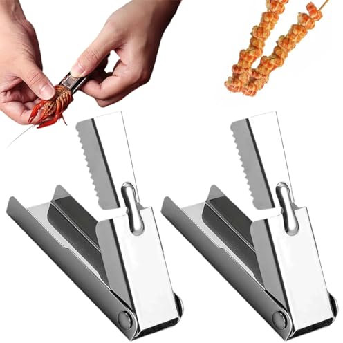 2 piezas de acero inoxidable, pelador rápido de camarones, juego de pelador de mariscos, limpiador de camarones fácil para uso en la cocina