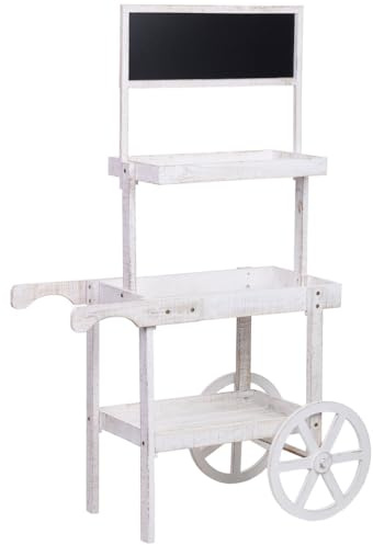 WANDERLUST DECO Carro expositor-estantería de madera con 3 bandejas 85x42x102/145h cm