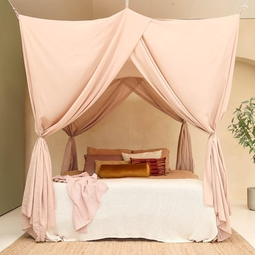 Baldacchino Nougat per Letto Matrimoniale | Zanzariera Rettangolare in Diverse Dimensioni & Colori | Cielo Letto per Adolescenti & Adulti | Decorazione Elegante per Camera da Letto