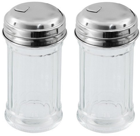 2 Mini Zuckerstreuer / Zuckerspender American Style Höhe 8,5 cm / Ø 4,5 cm