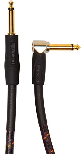 Roland Gold-Serie Patch/Pedal-Kabel – gerade auf gewinkelte 6,3-mm-Klinkenstecker, Länge: 3 m – RIC-G10A