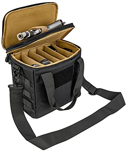ProCase Tactical Gun Range Bag, Deluxe Padded Pistol Handguns Magazine Ammo Gear Accessories Pouch Duffle Bags with Adjustable Dividers for Hunting Shooting Range Sport -Black