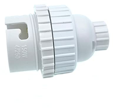 TWDRTDD B22 Bayonet Lamp Holder, BC,Bayonet Cap B22 Light Bulb Socket in Traditional Style with Shade Ring,10mm Threaded Bottom Entry (White,Pack of 2)