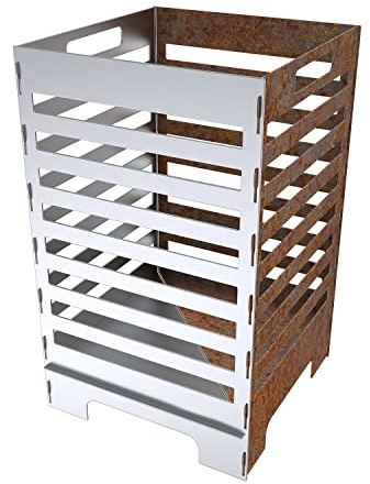 teileplus24 FT01 Barril de Fuego Cesto de Fuego Grande Angular Enchufable de fácil Limpieza, Diseño:Rayas 50cm