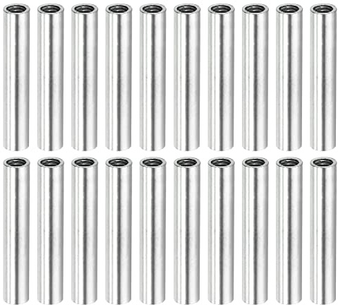 MECCANIXITY Round Coupling Nut, M4x0.7mm Female Thread 30mm Threaded Round Sleeve Connector Rod Bar Stud Tube Nut Hardware Fastener, Silver Pack of 20