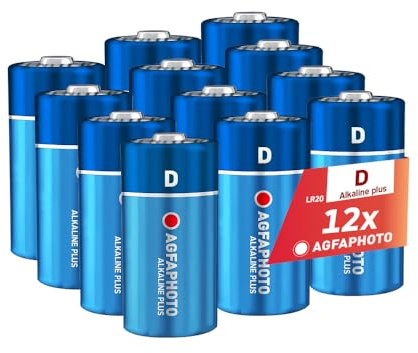 AgfaPhoto Piles Alcalines Plus Mono D LR20 (1.5V, Lot de 12) - Longue Durée de Vie - Idéales pour Lampes, Radios, Jouets et Plus - Performance Fiable et Constante - Usage Domestique et Professionnel