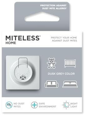 Miteless Home, kemikaliefri ultraljud dammavvisande enhet för hemmet skymning grå