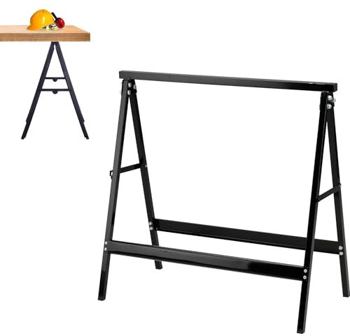 Avilia Cavalletto da Lavoro Pieghevole in Acciaio Verniciato Nero con Portata Max 100kg - Cavalletto Regolabile per Uso Domestico e Professionale - Cavalletto da Lavoro Compatto 76x37x78cm