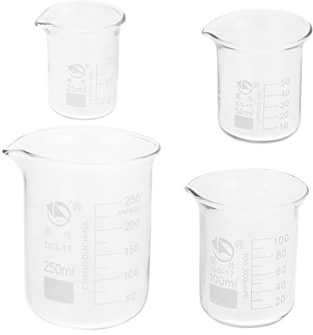 GLEAVI 4 Stück Becherglas Messbecher Aus Glas Messzylinder 1000ml Laborglaswaren Laborglasbecher Laborbecher Becher Mit Ausguss Für Labore Messbecher Für Labore Kaffee Milchkännchen