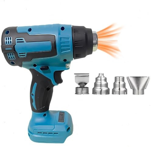 Heat Gun Cordless Compatible with Makita 18V Battery Electric Hot Air Gun with 34Nozzle, for Vinyl wrap Shrink Tubing(No Battery,Tool only)