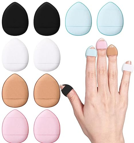 Finger Puderquaste 10 Stk Make Up Werkzeug Schwämmchen Dreieck Puderquasten Puffer Waschbarer Schwamm Puderquaste Wiederverwendbarer Puder Gebrauch Feuchter Gebrauch Puderpuffer (10 Stk)