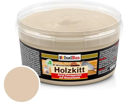 Isolbau - Holz-Spachtelmasse 250 g - Holzspachtel Holzkitt Außen und Innen - Holz-Reparaturspachtel - Holzreparaturmasse - Holz-Fertigspachtel - Schnelltrocknend - Eiche Mittel (Nr. 19)