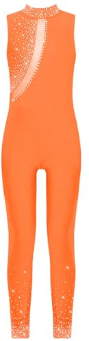 Nyeemya Tuta Intera Ginnastica Artistica Bambina Ragazza Strass Leotards Senza Manica Body Intero Basico Completo Sportivo Abito da Pattinaggio Artistico