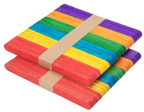 OWLKELA 100Pcs Lolly Sticks, 4.5 inch, Coloured | Lollipop Craft Sticks, Popsicle Sticks for Home, School and Classroom,for Crafts, Arts and Handwork