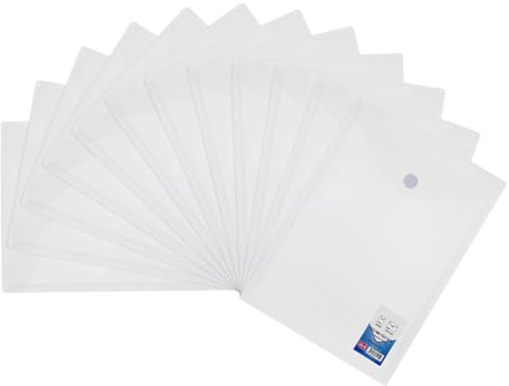 Porte Documents A4 en Plastique Lot de 12 Pochette à Dossier Transparent Protège-Documents en Polypropylène Pochette de Rangement avec Bouton Pression Enveloppe de Chemise pour Classement