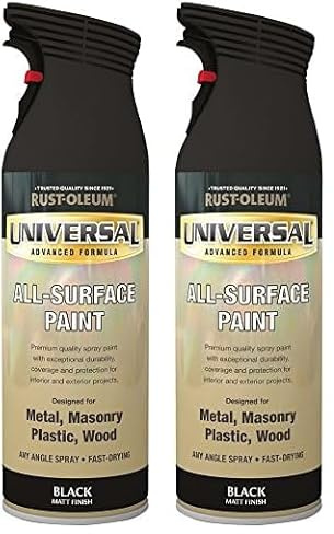 Rust-Oleum AE0160005E8 400ml Universal Spray Paint-Flat Black, 400 ml (Pack of 2)