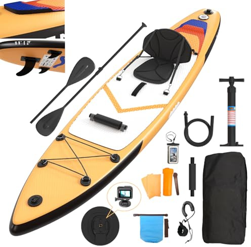 JUMMICO Stand Up Paddling Board, 330 x 76 x 15 cm, Planche de Sup Gonflable, Stand Up Paddle 2-en-1 avec siège de Kayak et Accessoires, jusqu'à 160 kg, idéale pour Le Surf, la pêche et Le Yoga.