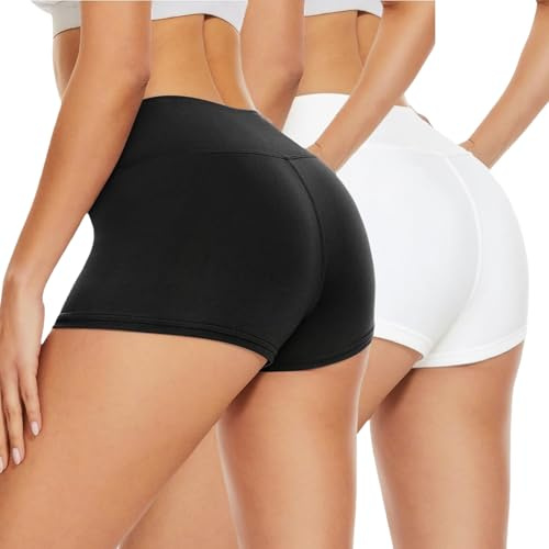 JiaYouLC High Waisted Mini Pants, Women's Stretchy Anti Chafing Shorts Yoga Gym Cycling Sports Running Workout Hot Pants