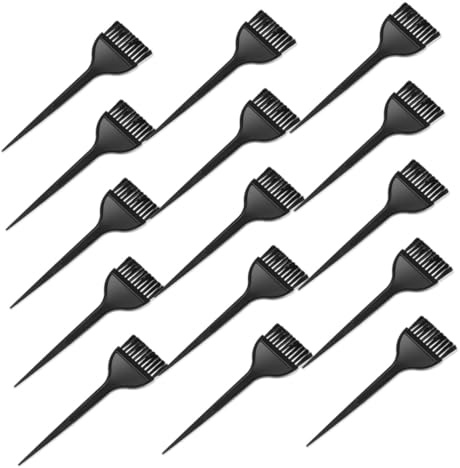 BAZEITFLOW 15 pezzi Spazzole per Tinture Capelli con Pettine Antigoccia Impugnatura Ergonomica Design Nero Resistente in Plastica per Uso Professionale e Fai da Te in Salone e Casa