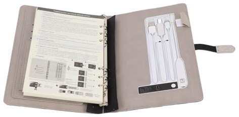 Fockety Carnet Professionnel avec Batterie Externe et Chargeur sans Fil 15 W, Carnet de Chargement sans Fil Rechargeable avec Veilleuse, Journal de Voyage personnalisé
