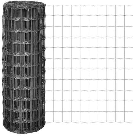 QJBSAVVA Clôture en grillage - 10 m de hauteur - 1,5 m de hauteur - En acier gris - Avec revêtement en PVC - Pour jardin, poulet, chien, pâturage, camping, industrie, agriculture