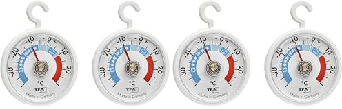 TFA Dostmann 2x thermomètres de refroidissement analogiques avec crochets, 95.1036, maniables, avec zones de refroidissement, pour réfrigérateur, congélateur et entrepôt de réfrigération, blanc