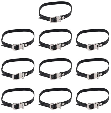 Pedaltåremmar, utbyteset, justerbara nylonfotremmar med metallspänne för inomhusträning och daglig ridning, 50 cm/19,6 tum, 10-pack cykelpedaltå för träningscyklar och cykling