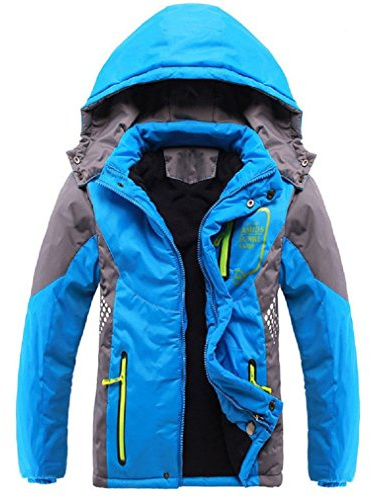 Vinmin Valentina Winter Latest Boys Thicken Fleece Hooded Jacket Warm Quilted Coat Outdoor Blue 8 Height 48 inch 51 inch