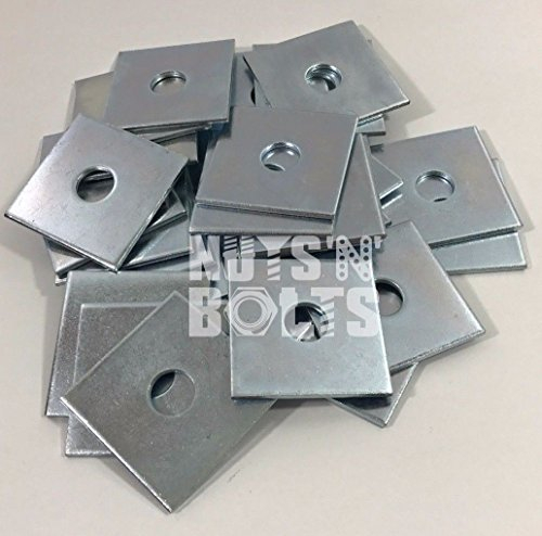 M12 x 50 x 50 x 3 Thick Square Plate WASHERS ZINC Plated - Pack of 50