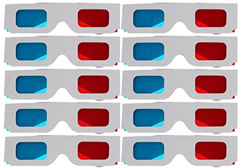Othmro 10pcs 3D Glasses Red-Blue Cardboard Glasses White Paper Glasses Frame 3D Glasses for 3D Virtual Video, 3D DVDs, 3D Video Games, Comics, Images