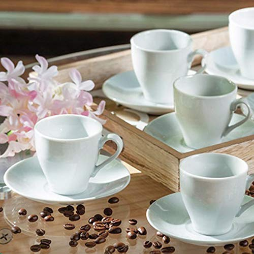 Confezione 6 tazzine caffè Porcellana Bianca + 6 piattini Bar caffè ThE