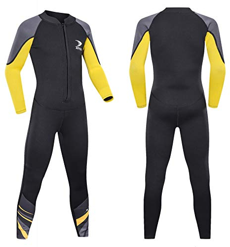 ZCCO Kids Neoprenanzug, 2,5 mm Neopren-Thermo-Badeanzug, Jugend-Badeanzug für Jungen und Mädchen Wärmeanzug mit Langen Ärmeln zum Tauchen, Schwimmen, Surfen … (schwarz, XXS)