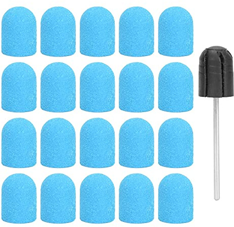 Broca de lijadora de uñas, Tapa de Lijado de manicura con 20 Brocas de Cabeza abrasiva para Taladro de uñas, Herramientas de manicura, Bandas de Lijado(Azul)