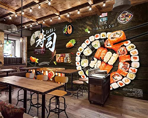 XTSWallpaper Fototapete 3D Effekt 300X200Cm Japanisches Sushi-Essen Wandtattoo Wandaufkleber Tapete Fototapete 3D Effekt Wandbild Wandtapete Hauptdekorationen Für Wohnzimmer Schlafzimmer