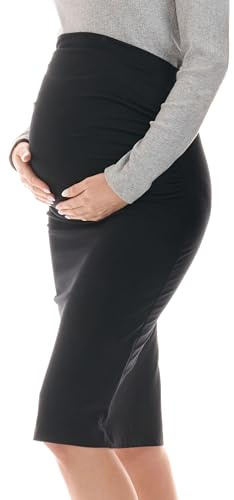 Herzmutter Jupe de Grossesse Femme - Longueur Mini ou midi - Partie Ventrale Double Couche - Jupe Crayon de Grossesse - 6500_6600 2.0