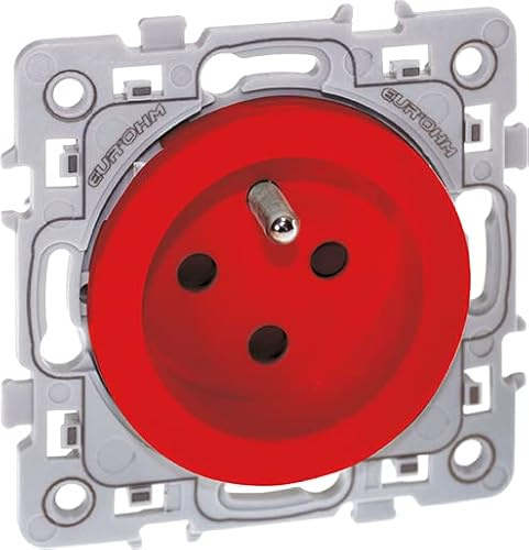 EUR'OHM Prise courant 2P+T à detrompage rouge - SQUARE - Interrupteur et prise