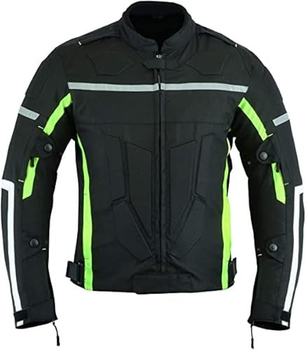 JACKET4U Chaqueta de motocicleta para hombre de alta visibilidad con protectores Cordura impermeable CJ-9484, Negro, 3XL