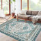 LuxFocus Machine Washable Rug 80x150 cm Traditional Oriental Area Rug for Living Room Accent Rug Non-Slip Indoor Carpets Low Pile Floor Mats Bedroom Kitchen Home Decor, Green 2.6x5 ft