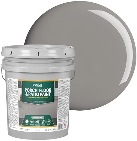 EVOLVE Porch & Floor Paint (Battleship Gray) 5-Gallon – Durable, Scratch-Resistant, Multi-Surface Interior & Exterior Floor Coating, Low VOC, Fade & Weather Resistant