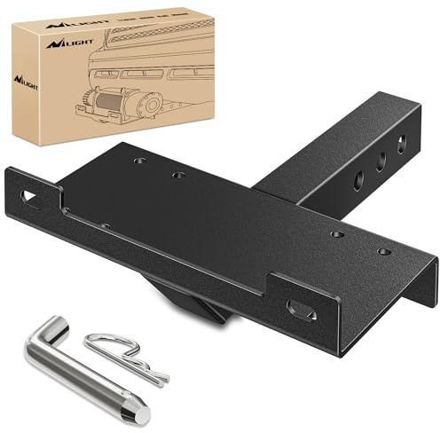 Nilight Placa de montaje universal de cabrestante de enganche de remolque de 10 x 4 1/2 pulgadas, soporte de cabrestante de 2 pulgadas, enganche receptor de acero resistente, capacidad de 16000 libras