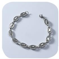 8mm Coffee Beans Link Chain Bracelet Stainless Steel Twisted Rope Chain for Men Women Hip Hop Rapper's Minimalist Chunky Puff Mariner Bracelet 7.5