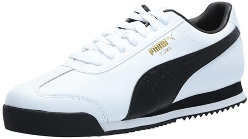 PUMA Men's Roma Sneaker, White-black-team Gold Ah23, 40.5 EU