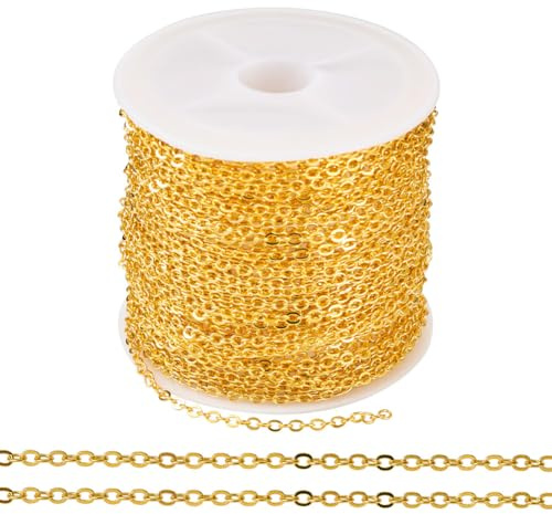 Cheriswelry 80 cm järnkabelkedjor belagd mässing gyllene ovalt kors pansarkedja halsband länkar för kvinnor män halsband armband smyckestillverkning