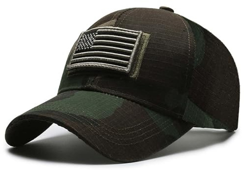 WUODHTW Gorra de béisbol con bandera de Estados Unidos, camuflaje, malla, para hombre y mujer, operador táctico, ejército, militar, sombrero para el sol, tiro, caza, Talla única