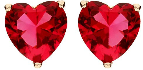 LÖB Ohrstecker 750er Roségold Vergoldet Zirkonia Herz Pink Rot, Damen Ohrringe Stein Herzform Herzen Stecker Klein Herzschmuck Liebe Rose Gold Schmuck