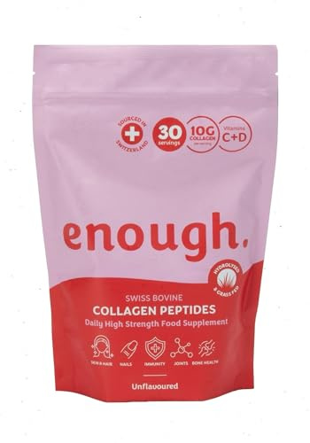 enough. Swiss Bovine Collagen Peptides 300g - Grass-Fed Bovine Collagen Powder with Vitamins C & D.