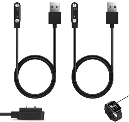 2 Pezzi Caricatore Magnetico per Smartwatch, Cavo Ricarica Smartwatch Universale con Connettore 2 Pin 7.62mm, Cavo di Ricarica USB Compatibile con Dispositivi Indossabili, Ricarica Veloce e Sicura